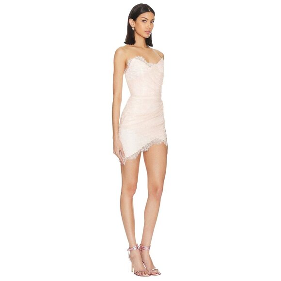 NBD Rosha Mini Dress in Blush Pink Small New Womens Lace Strapless - Picture 3 of 11